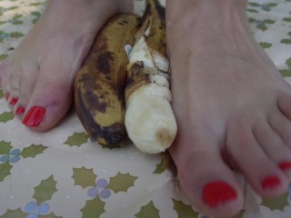 Smashing his Banana with my FEET Food Porn FETISH ASMR