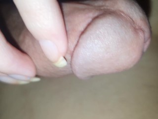 Scratching His Cock With My Sharp Natural Nails Close Up