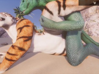 Wild Life / Scaly Furry Porn Tiger With Dragon