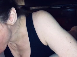 Friends mom sucking the life out of me and making me explode in her mouth no hands and showing cum