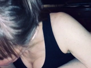 Friends mom sucking the life out of me and making me explode in her mouth no hands and showing cum