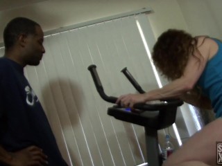 SHAUNDAM IS FELLATIO MASTER PERSONAL TRAINNER ASS FUCKING HER WHILE SHE RIDES A WORKOUT BIKE