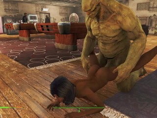 Girl with huge tits and a giant with a huge cock | Fallout 4 Sex Mod