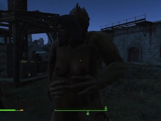 Girl with huge tits and a giant with a huge cock | Fallout 4 Sex Mod