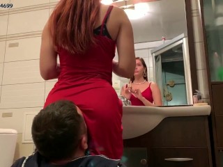 [PREVIEW] Mistress Sofi in Red Dress Use Chair Slave - Ignore Facesitting Femdom