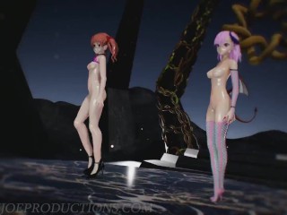 MMD R18+ Demon Misaka 4.0 And Kuroko Chocolate Cream Portal Island 1179