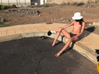 Hot teen walks naked on the street, and masturbation. Public nudity Amateur MiaAmahl