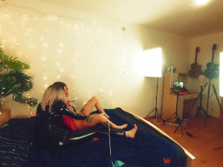 Hot Lesbian Games with Hitachi Magic Wand, Women Orgasm. Latex and Leather Fetish Sex 4k hot