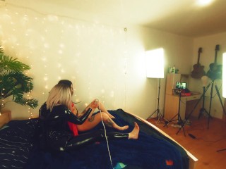 Hot Lesbian Games with Hitachi Magic Wand, Women Orgasm. Latex and Leather Fetish Sex 4k hot