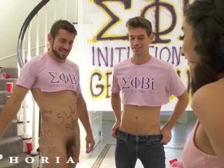 BiPhoria - College Cutie Shares Big Cocks At Frat House