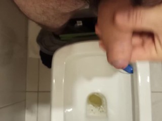 I pee in the toilet, lift my penis by masturbation, prepare it for entering your anal.