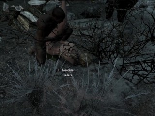 Porn with his personal maid at night in the parking lot | Skyrim sex mods