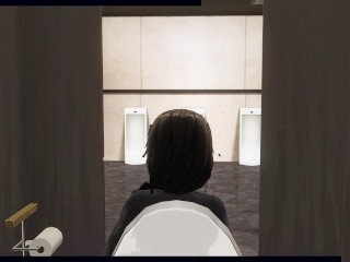 3D HENTAI Teacher helped schoolgirl cum in the toilet