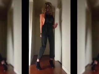 All Dressed Up | Black Jumpsuit & Pink Leather Silicone Female Masker | Miss Eva Miss
