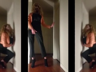 All Dressed Up | Black Jumpsuit & Pink Leather Silicone Female Masker | Miss Eva Miss