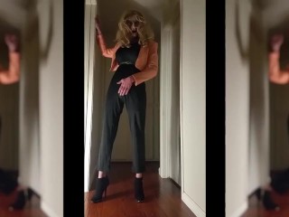 All Dressed Up | Black Jumpsuit & Pink Leather Silicone Female Masker | Miss Eva Miss