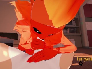 Pokemon Hentai - Flareon blowjob to dog with cum in her mouth