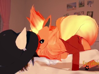 Pokemon Hentai - Flareon boobjob to dog with cum in her tits