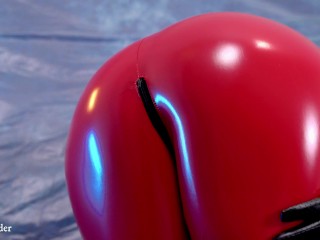 Hot PVC teasing, fetish beautiful video. Mistress Arya Grander in red vinyl clothing.