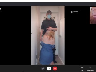 HOT Mature MILF Blows & Shags Pizza Man, While on Skype Call to hubby!  British Amateur Cuckold x