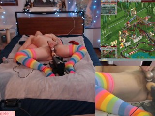 Heels and Rainbow Socks Fuck Machine w/ Panty Stuffing and Domi Cum Gamerslut Supercut Free Version