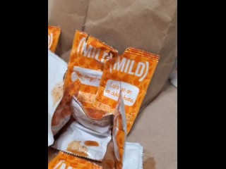 Hot sexy slappy packet in gangbang gets facial and creampied by multiple sloppy packets