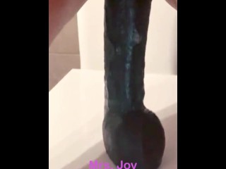 My Tight Pussy Lips Grip My Big Black Dildo So Hard Watch While My Tight Cunt Stretches While I Cum