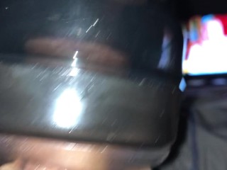 Hott Armenian Guy blows load after using auto pussy