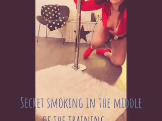 BambiAmbita is smoking secretly in the middle of the training 