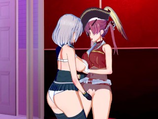 Hololive - Houshou Marine X Shirogane Noel Yuri 3D Hentai