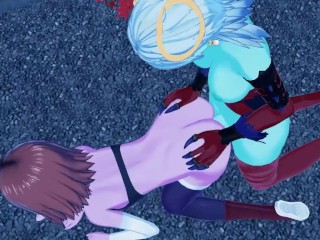 Supreame Kai Chronoa sucks Towa's dick, has doggystyle orgasm. Dragon Ball Xenoverse Futanari Hentai