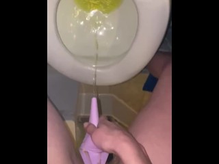 FAN REQUESTED CUSTOM VIDEO: Husband POV recording his wife standing up to pee using a Go Girl Device