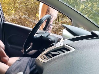 Public dick flash in car. Gorgeous stranger girl caught me jerking off in public and helped me. P. 1