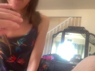 Pretty girlfriend POV blowjob my sexy GF sucking dick with cum in her mouth swallow loves giving BJ