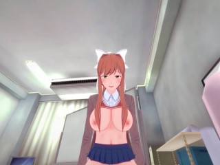 Doki Doki Futa Club: futa Monika spontaneous blowjob Taker POV