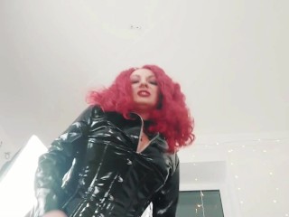 foot fetish selfie video, pvc clothes and femdom pov dirty talk humiliation