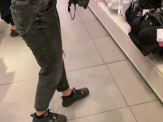 Try new lingerie in Mall ends with Risky Cumshot on TITS