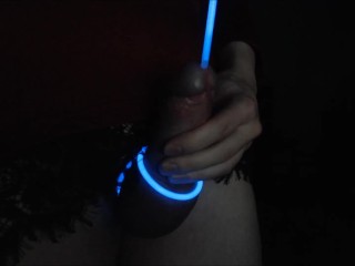 Raver Femboy Stuffs Glowstick in Penis