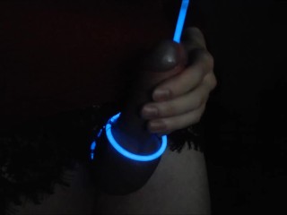 Raver Femboy Stuffs Glowstick in Penis