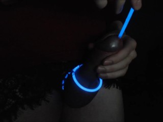 Raver Femboy Stuffs Glowstick in Penis