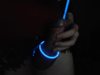 Raver Femboy Stuffs Glowstick in Penis