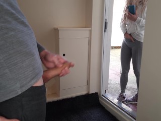 Public wank flash. Flashing cock to a neighbor who recorded me first but then jerk me off and suck.