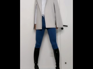 [SFW] Cossdresser showing its high heel boots, jeans + foot worship POV foot fetish