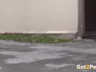 Extreme Public Pissing Next To A Busy Road