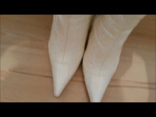 Squeaky White Laquer Boots