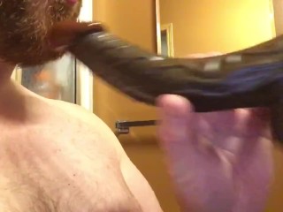 Dildo blowjob using Hismith sex machine