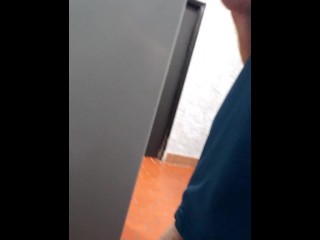 Ginger pissing in public restroom 