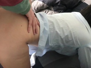 The roommate caught her jerking off with her panties and helped her finish