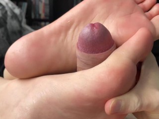 Sideways footjob and cumshot with sillicone toy feet (Requested by bjistbest)