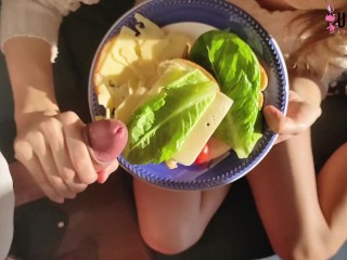 MY SANDWICH IS BEST WHEN IT TASTE OF HIS COCK | USING CHEESE TO GET CUM | FOOD FETISH PLAY